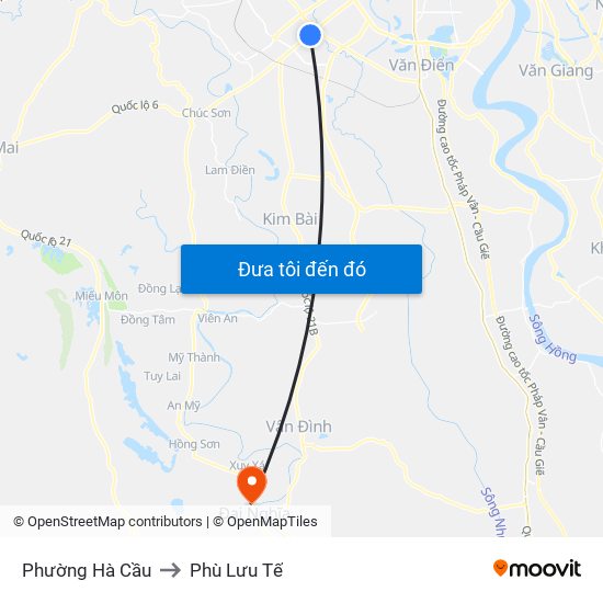 Phường Hà Cầu to Phù Lưu Tế map