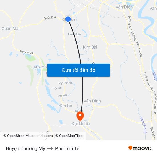 Huyện Chương Mỹ to Phù Lưu Tế map