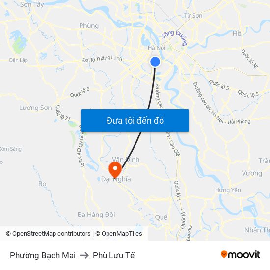 Phường Bạch Mai to Phù Lưu Tế map