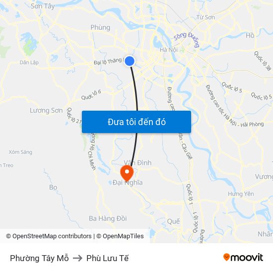 Phường Tây Mỗ to Phù Lưu Tế map