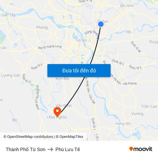 Thành Phố Từ Sơn to Phù Lưu Tế map