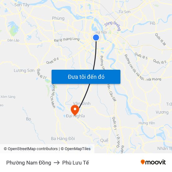 Phường Nam Đồng to Phù Lưu Tế map