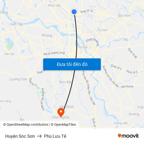 Huyện Sóc Sơn to Phù Lưu Tế map