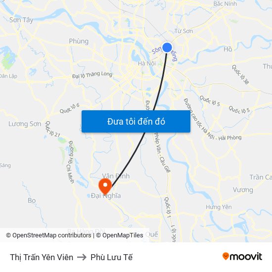 Thị Trấn Yên Viên to Phù Lưu Tế map