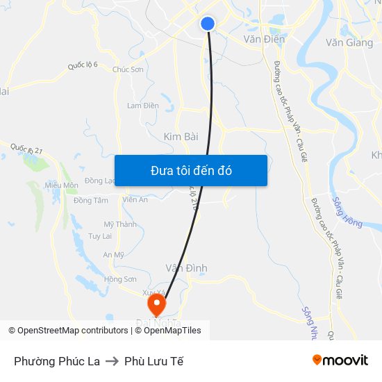 Phường Phúc La to Phù Lưu Tế map