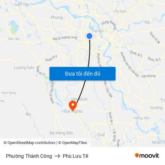 Phường Thành Công to Phù Lưu Tế map