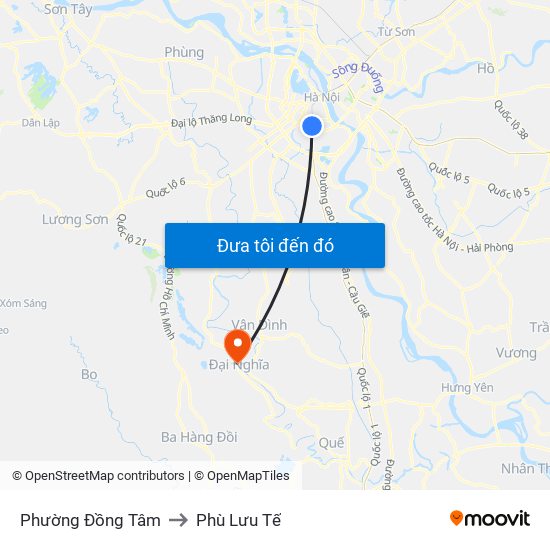 Phường Đồng Tâm to Phù Lưu Tế map