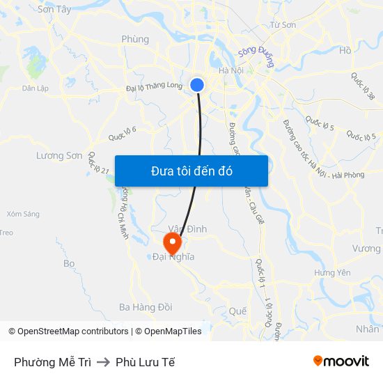 Phường Mễ Trì to Phù Lưu Tế map