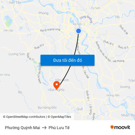 Phường Quỳnh Mai to Phù Lưu Tế map