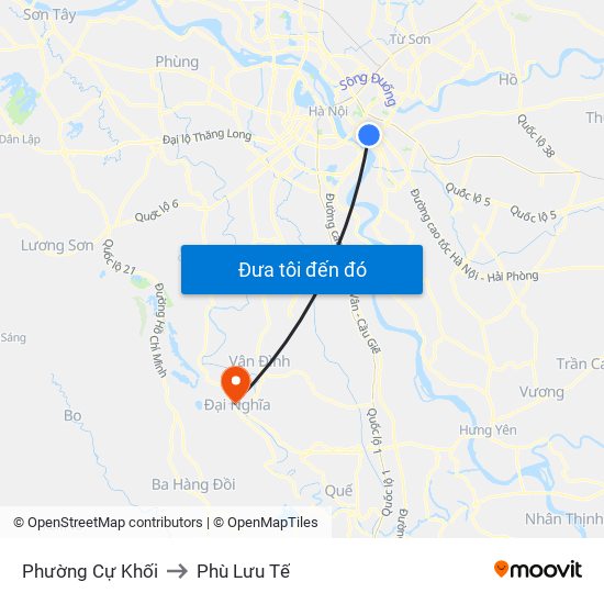 Phường Cự Khối to Phù Lưu Tế map