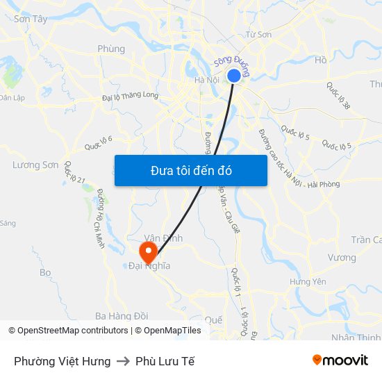 Phường Việt Hưng to Phù Lưu Tế map