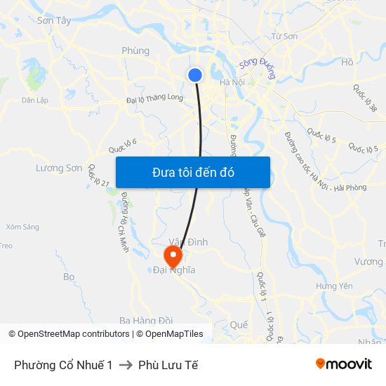 Phường Cổ Nhuế 1 to Phù Lưu Tế map