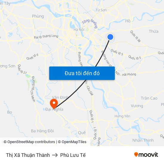 Thị Xã Thuận Thành to Phù Lưu Tế map