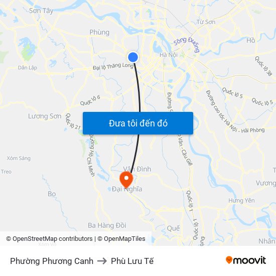 Phường Phương Canh to Phù Lưu Tế map