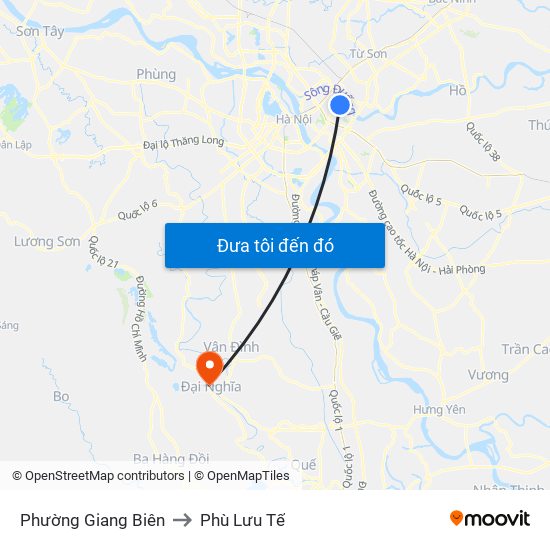 Phường Giang Biên to Phù Lưu Tế map