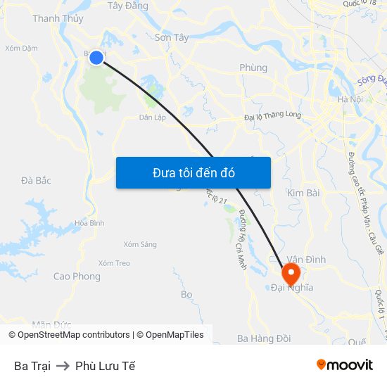 Ba Trại to Phù Lưu Tế map