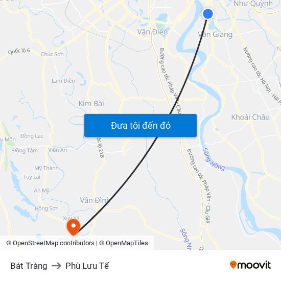 Bát Tràng to Phù Lưu Tế map