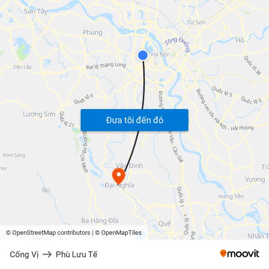 Cống Vị to Phù Lưu Tế map