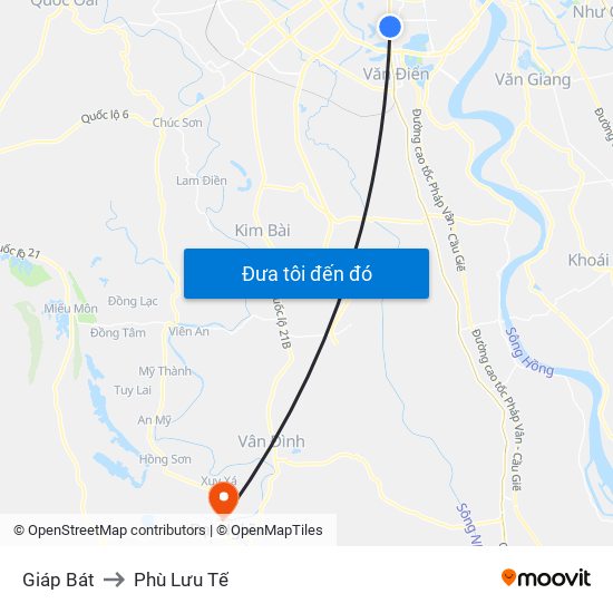 Giáp Bát to Phù Lưu Tế map