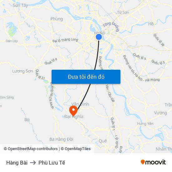 Hàng Bài to Phù Lưu Tế map