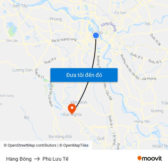 Hàng Bông to Phù Lưu Tế map