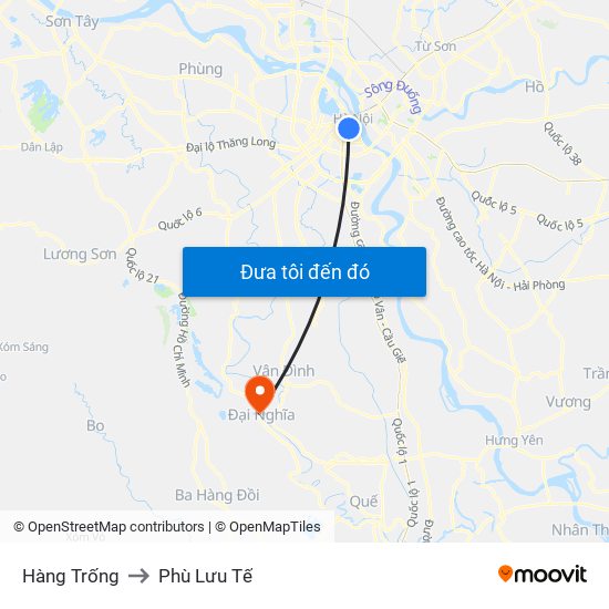 Hàng Trống to Phù Lưu Tế map