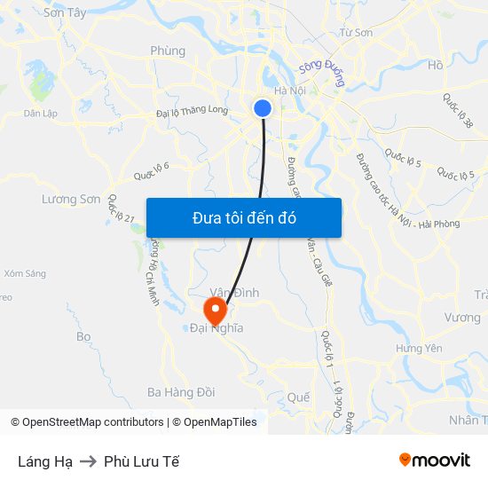 Láng Hạ to Phù Lưu Tế map