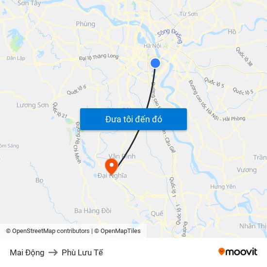 Mai Động to Phù Lưu Tế map