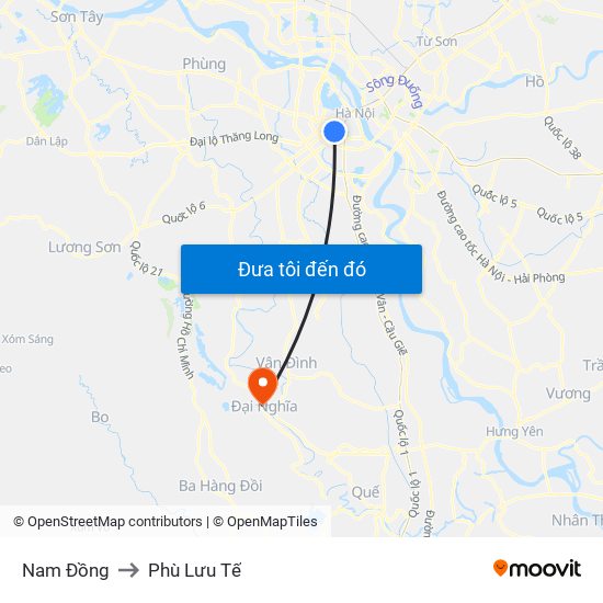 Nam Đồng to Phù Lưu Tế map