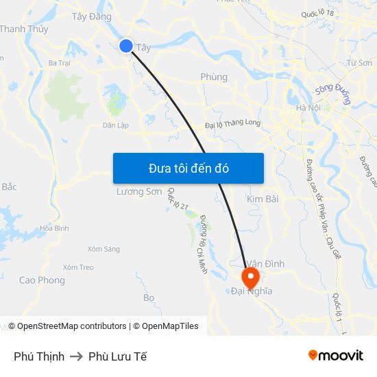 Phú Thịnh to Phù Lưu Tế map