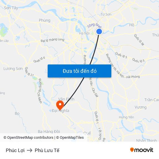 Phúc Lợi to Phù Lưu Tế map