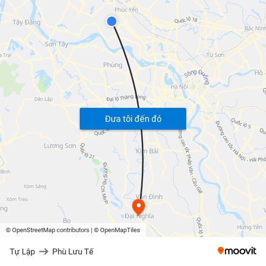 Tự Lập to Phù Lưu Tế map