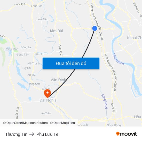 Thường Tín to Phù Lưu Tế map