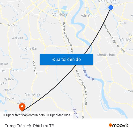 Trưng Trắc to Phù Lưu Tế map