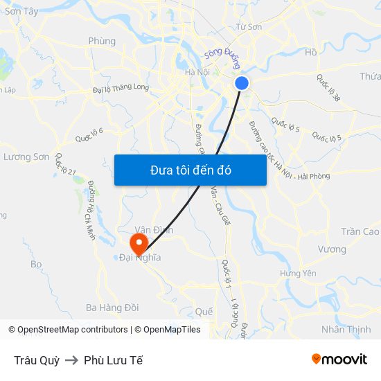 Trâu Quỳ to Phù Lưu Tế map