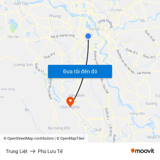 Trung Liệt to Phù Lưu Tế map