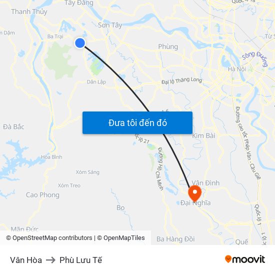 Vân Hòa to Phù Lưu Tế map