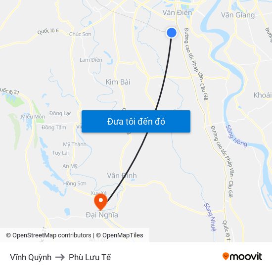 Vĩnh Quỳnh to Phù Lưu Tế map