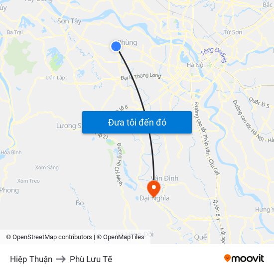 Hiệp Thuận to Phù Lưu Tế map