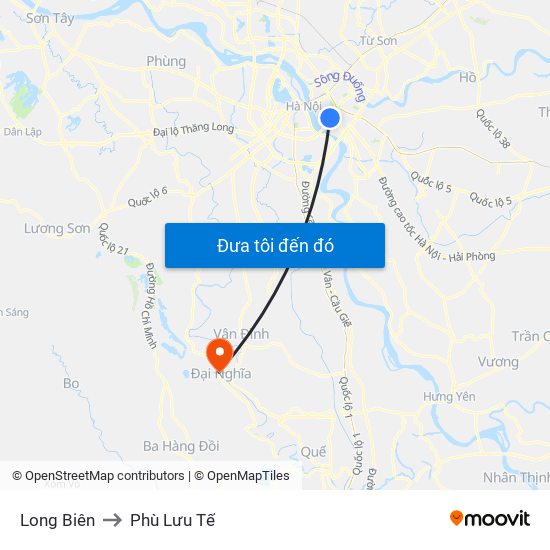Long Biên to Phù Lưu Tế map