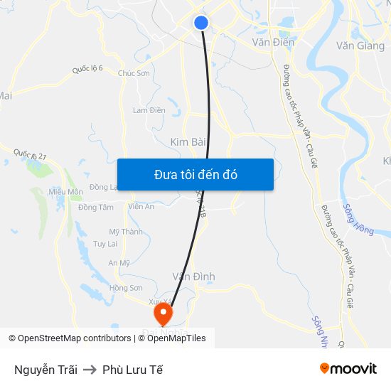 Nguyễn Trãi to Phù Lưu Tế map