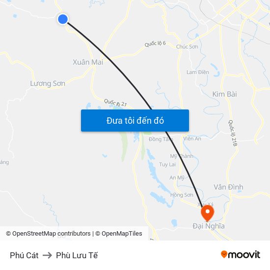 Phú Cát to Phù Lưu Tế map