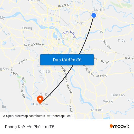 Phong Khê to Phù Lưu Tế map