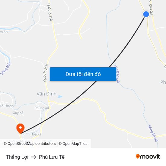 Thắng Lợi to Phù Lưu Tế map