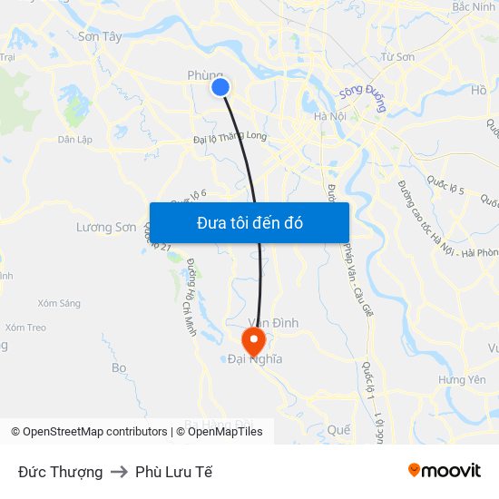 Đức Thượng to Phù Lưu Tế map