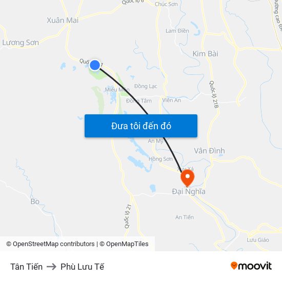 Tân Tiến to Phù Lưu Tế map