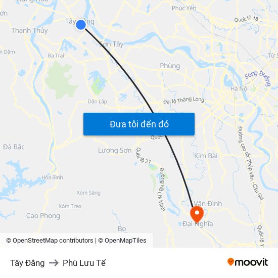 Tây Đằng to Phù Lưu Tế map