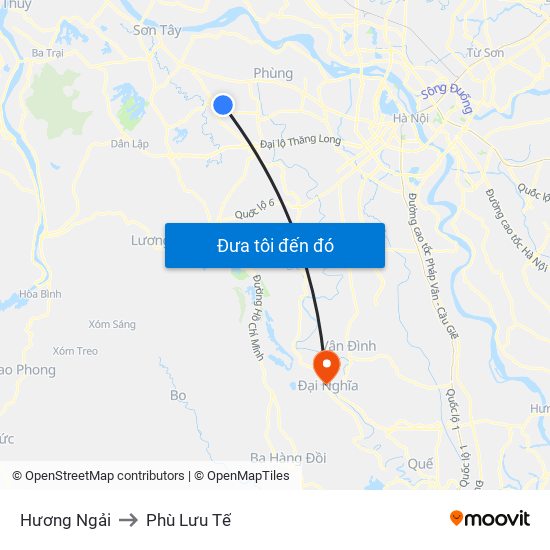 Hương Ngải to Phù Lưu Tế map