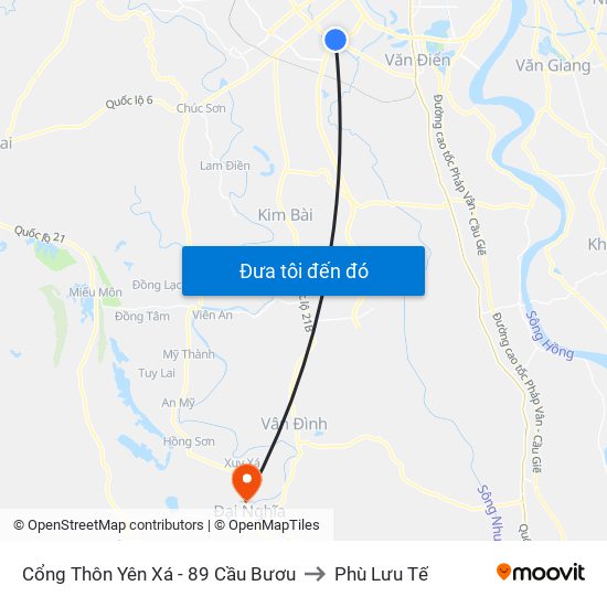 Cổng Thôn Yên Xá - 89 Cầu Bươu to Phù Lưu Tế map