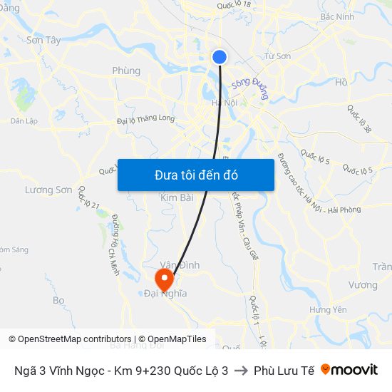 Ngã 3 Vĩnh Ngọc - Km 9+230 Quốc Lộ 3 to Phù Lưu Tế map